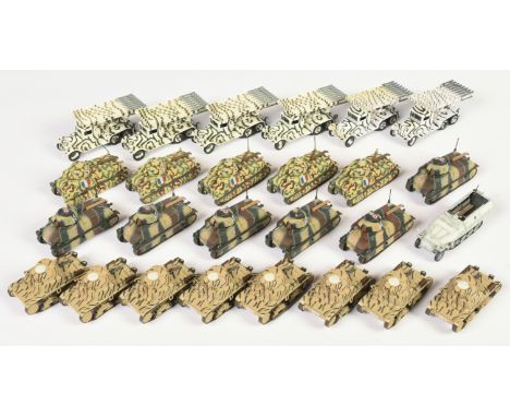 A Group of 26 Unbranded Diecast &amp; Plastic Tanks &amp; Military Vehicles. Various scales - many appear to be about 1/72 or