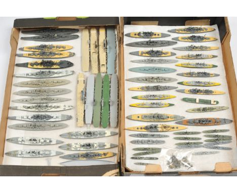 Mini-Ships (Italy) &amp; Others - A Large Group of Unboxed, Plastic-Issue Waterline Ships. 1:1200 scale. Conditions generally