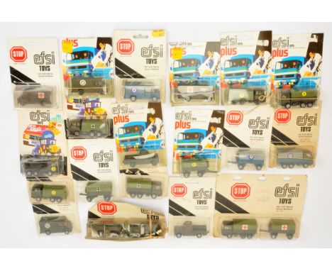 Efsi - A Group of Dutch-Made, Diecast Military Vehicles (1:63 scale) - To include "Ambulance", covered wagon, fuel tanker, pl