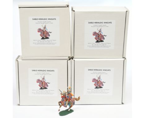 Sable Heraldic Knights - A Group of Boxed Figures. "Museum Quality Figures". 60mm scale, from the Crecy, Poitiers &amp; Aginc