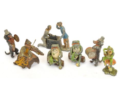 Heyde or Similar - A Group of Small Scale Metal Figures &amp; Animals. Including a pair of dachshunds playing instruments (ap
