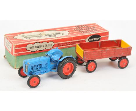 Crescent - Set No. 1803 'Dexta Tractor &amp; Trailer', Boxed. (Trailer is missing raves). Condition generally appears Good Pl