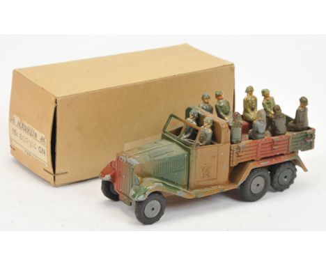 Marklin Diecast Military Pre-war 8012/14 Troop Transporter - Camouflage Finish Green and brown, flat hubs with treaded tyres,