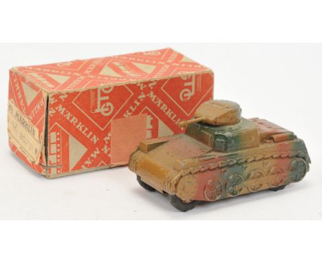 Marklin Diecast Military Pre-War 8021/1N Tank - Camouflage Green and brown - Good overall (some small pen writing on base) in