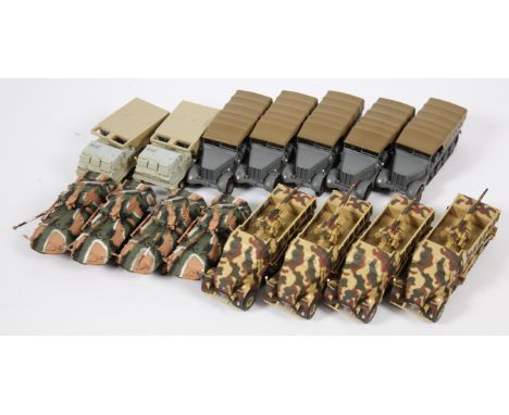 A Group of 15 Unbranded Diecast &amp; Plastic Tanks &amp; Military Vehicles. Various scales - many appear to be about 1/72 or