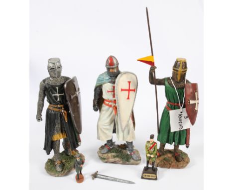 Large-Scale Resin Figures of Medieval Knights &amp; Others. Knights measure approximately 28cm. Also includes a single Elasto