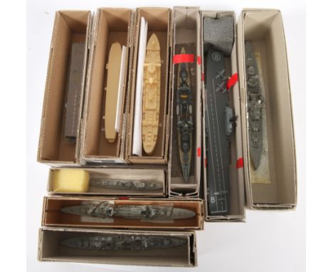 Waterline Ships by Various Manufacturers in Display Boxes. Includes metal and plastic issues. Mostly 1:1200 scale. Conditions