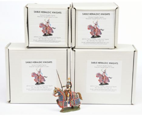 Sable Heraldic Knights - A Group of Boxed Figures. "Museum Quality Figures". 60mm scale, from the Crecy, Poitiers &amp; Aginc