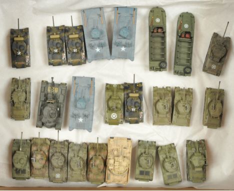 A Group of 25 Unbranded Diecast &amp; Plastic Tanks &amp; Military Vehicles. Various scales - many appear to be about 1/72 or