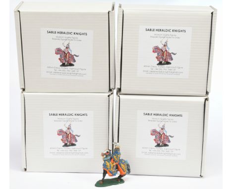 Sable Heraldic Knights - A Group of Boxed Figures. "Museum Quality Figures". 60mm scale, from the Crecy, Poitiers &amp; Aginc