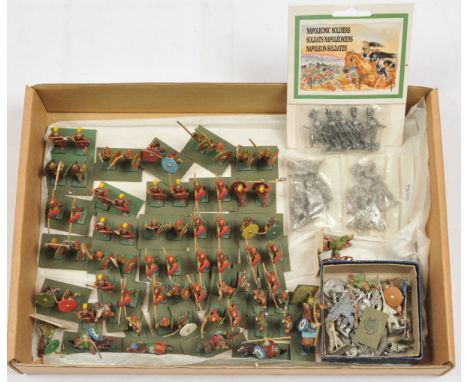 Various Makers - A Group of Hand Painted Lead Wargaming Figures. 25mm scale. Most appear to depict medieval soldiers. Conditi