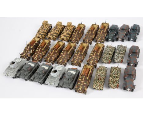 A Group of 27 Unbranded Diecast &amp; Plastic Tanks &amp; Military Vehicles. Various scales - many appear to be about 1/72 or
