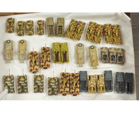 A Group of 35 Unbranded Diecast &amp; Plastic Tanks &amp; Military Vehicles. Various scales - many appear to be about 1/72 or