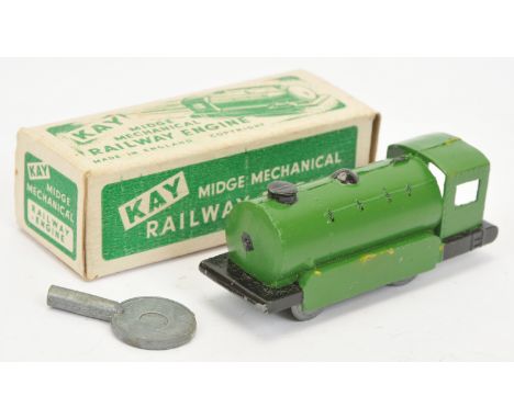Kay - Midge Mechanical 'Railway Engine', Boxed. Measures approx. 7.5cm in length and includes key. Tested and in working orde