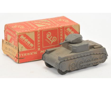 Marklin Diecast Military Pre-War 8021/1N Tank - Grey body, flat hubs with treaded tyres - Excellent lovely bright example in 
