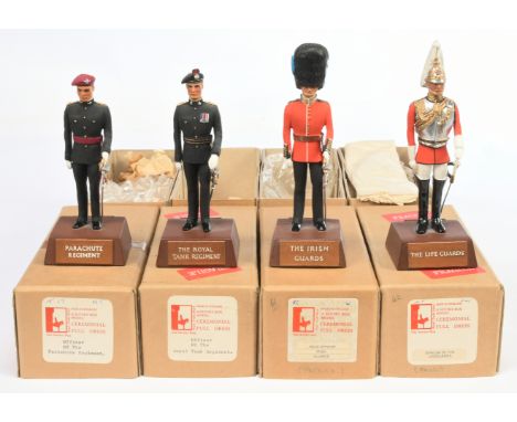The Sentry Box - A Group of Military Figures on Plinths. 120mm scale, all boxed. Comprising: 'Officer of the Lifeguards'; plu