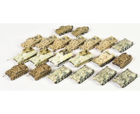 A Group of 21 Unbranded Diecast &amp; Plastic Tanks &amp; Military Vehicles. Various scales - many appear to be about 1/72 or