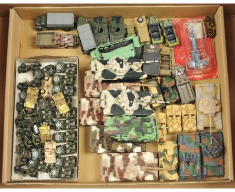 A Group of 50+ Unbranded Diecast &amp; Plastic Tanks &amp; Military Vehicles. Various scales - many appear to be about 1/72 o