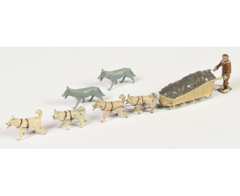 Taylor &amp; Barrett - From the 'Arctic Series Set'. Comprising: sled, driver, huskies &amp; wolves. Conditions generally app