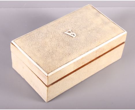 A 1930s shagreen and ivory mounted two-division table cigarette box