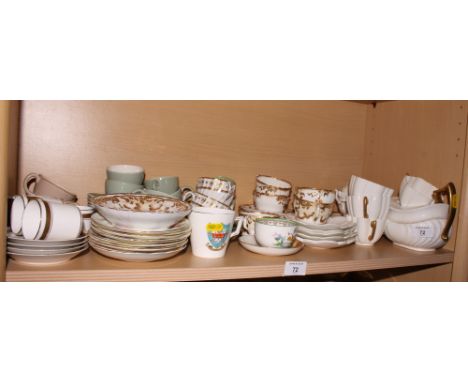 A collection of assorted decorative china teacups, saucers by Poole, Coalport, Minton, etc