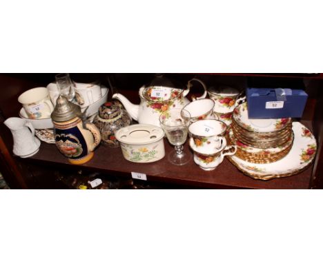 A Royal Albert bone China "Country Roses" part tea service for six and a collection of other decorative tableware, etc