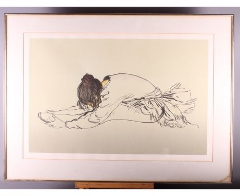 Hamilton Fraser: a signed limited edition colour print, young ballerina stretching, 112/250, in strip frame