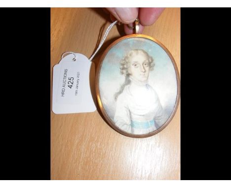 An early oval miniature portrait - 7.5cm x 6.5cm