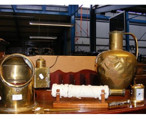 Ships binnacle compass, telescope etcCONDITION REPORTas per images