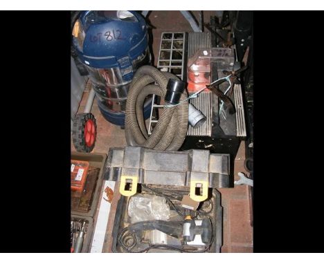 A boxed Macalister sander together with a commercial hoover etc