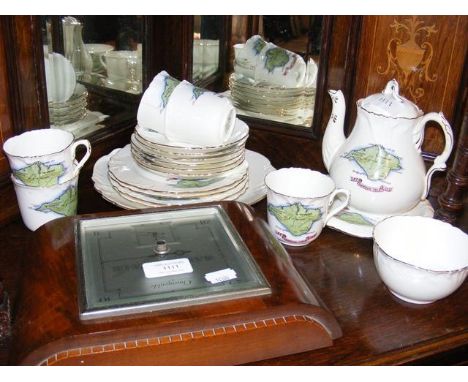 Isle of Wight crested tea set together with wall barometer