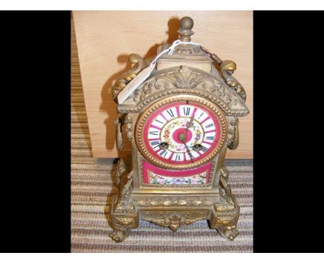 A French gilt mantel clock - 28cms high