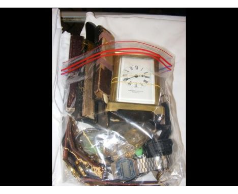 Various collectables including carriage clock, ladies and gents wrist watches etc