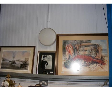 An original watercolour by Muriel Swayne, together with Limited Edition coloured print 'Top of the Tide' by Blackman and a Mi