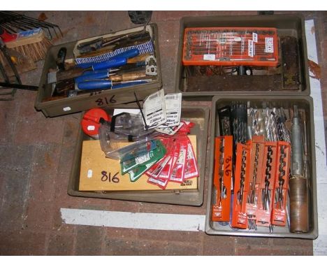 Various tools including chisels, drills