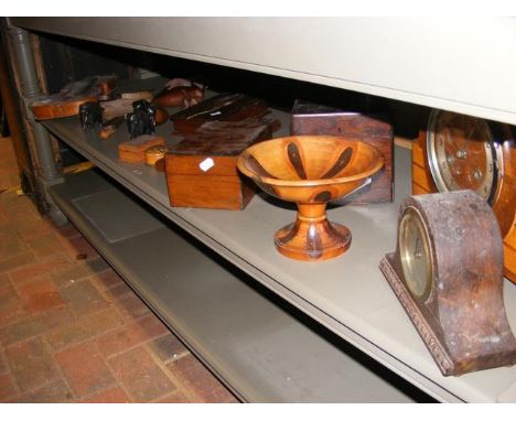 Various collectables including mantel clock, fire bellows