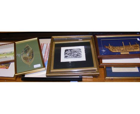 A selection of coloured prints and other