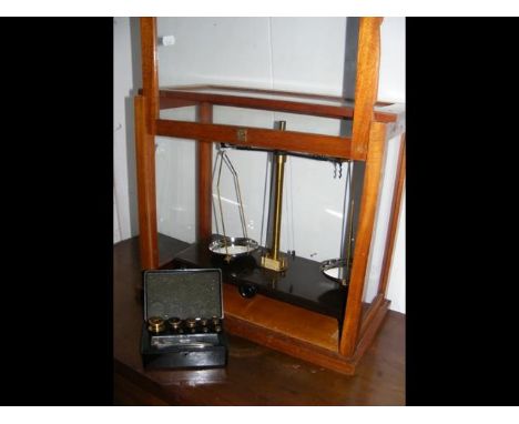 A set of Griffin &amp; George Ltd laboratory scales with cased weights