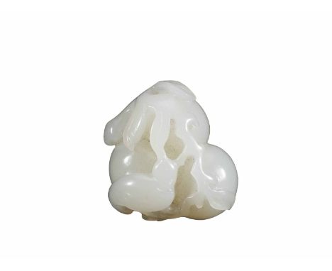 A Carved White Jade Fruit Branch H:3.2cm W:3cm