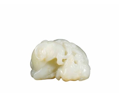 A Carved White Jade Rams GroupH:3.7cm W:5.8cm