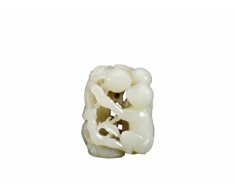 A Carved White Jade MonkeyH:5.4cm W:4.3cm