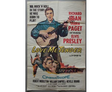 Elvis Presley; "Love Me Tender" 1956 original US one sheet 27 x 41 inch folded film poster plus Elvis On Tour 1972 poster and