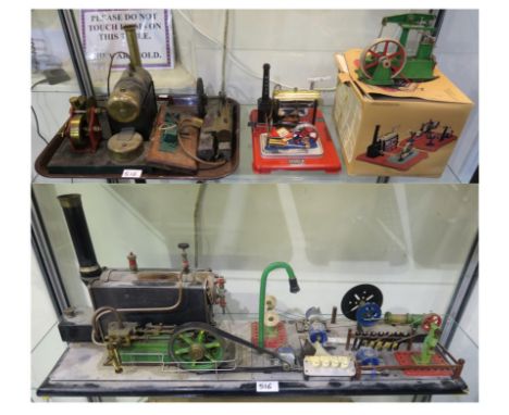 A boxed Mamod SP4 live steam engine, together with three other various live steam engines and related components Condition Re