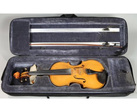 &nbsp;A one piece back violin 35cm. The Scottish violin made by luthier Keith Miller in Glasgow 1981, bearing label to the in