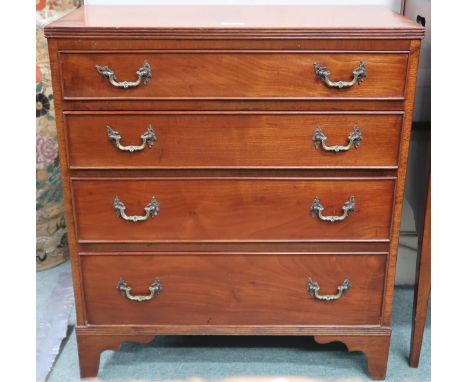 A 19th century mahogany chest of drawers with four graduating drawers with cast brass drawer pulls on bracket feet, 69cm high