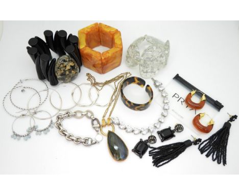 Three Sobral bracelets, one signed, an Angie Gooderham bangle, A large labradorite pendant, Prya earrings and other items of 