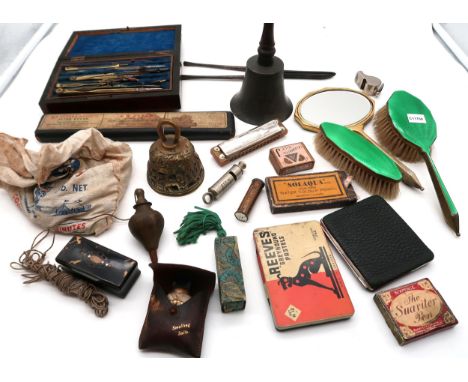 A guilloche enamel three-part dressing set, set of brass draughtsman's instruments housed in a rosewood case, Acme Thunderer 