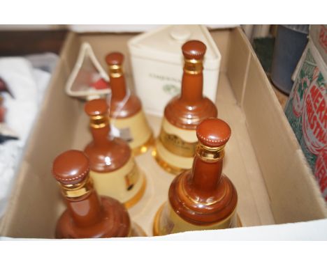Box of bell's wade decanters 