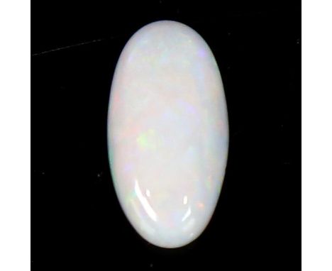 4.05ct unmounted oval cabochon white opal, 16.78mm x 8.69mm x 5.24mm, 0.83g, with IGITL Gemstone ReportNo damage, good play o