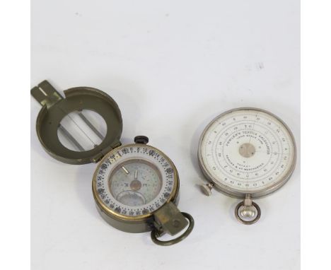 A Stanley military Prismatic field compass, and a Fowler's textile calculator (2) 
